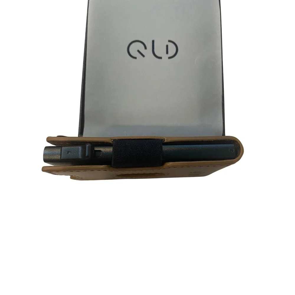 QLD Mens Minimalist Pop Up Wallet Brown Faux Leather Card Holder‎ Money Clip